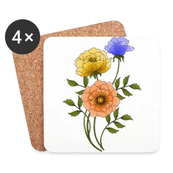 Flowers - Coasters (set of 4) - white - Front