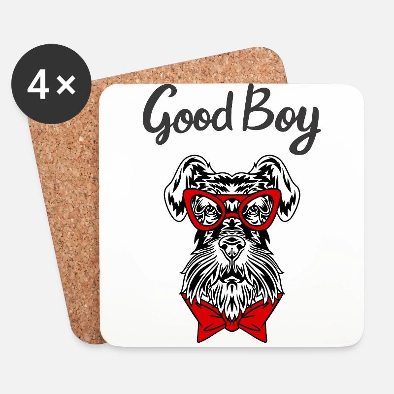 Zwergschnauzer Desigen - Untersetzer (4er-Set) - Weiß