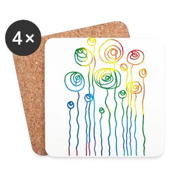 Fleurs - Dessous de verre (lot de 4) - blanc - Devant