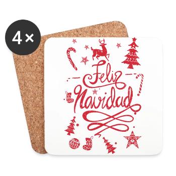 Feliz Navidad Hirsch Reh Baum Dekoration Rentier - Untersetzer (4er-Set) - Weiß - Vorne