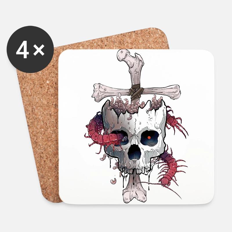 Skullcross Bee Tattoo Design - Untersetzer (4er-Set) - Weiß