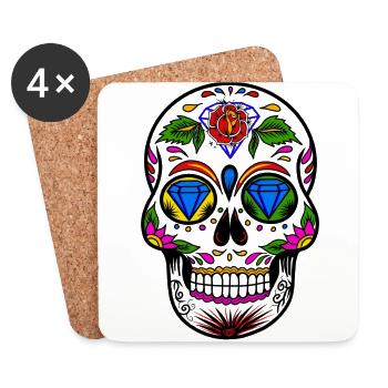 TheDavid Skull - Coasters (set of 4) - white - Front