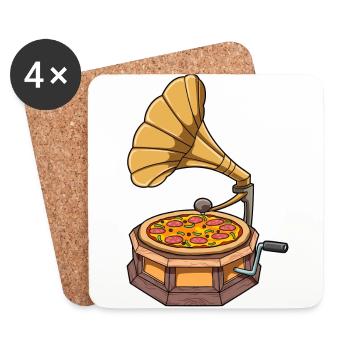 Pizza Phonographe - Dessous de verre (lot de 4) - blanc - Devant