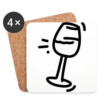 verre à vin inclinable (noir) - Dessous de verre (lot de 4) - blanc - Devant
