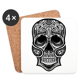Skull tribal head - Édition limitée - Dessous de verre (lot de 4) - blanc - Devant