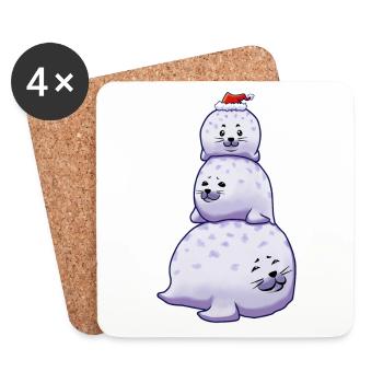 Chonky Seal Schneemann Weihnachten - Untersetzer (4er-Set) - Weiß - Vorne