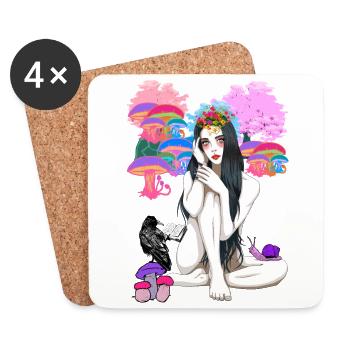 Natur Magie magisch Okkult spirituell Fantasy Wald - Untersetzer (4er-Set) - Weiß - Vorne