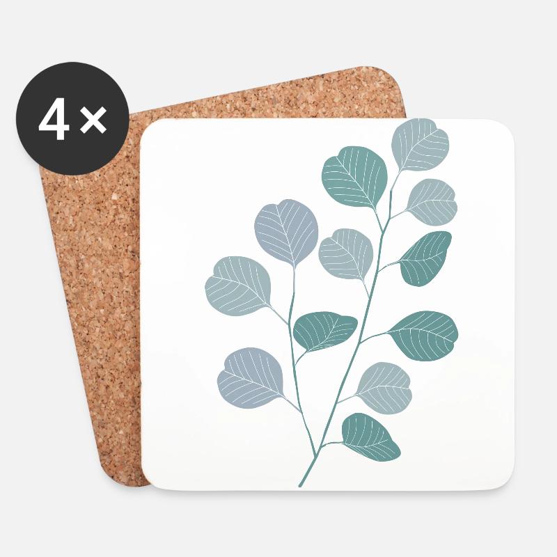 Eukalyptus Pflanze Natur Design Eucalyptus Style - Untersetzer (4er-Set) - Weiß