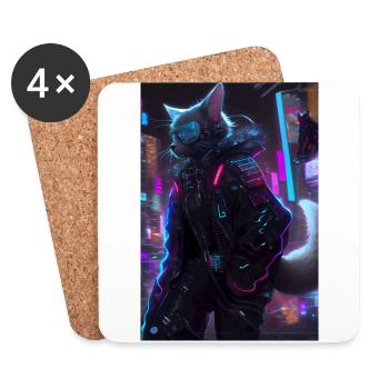 cyber cat - Untersetzer (4er-Set) - Weiß - Vorne