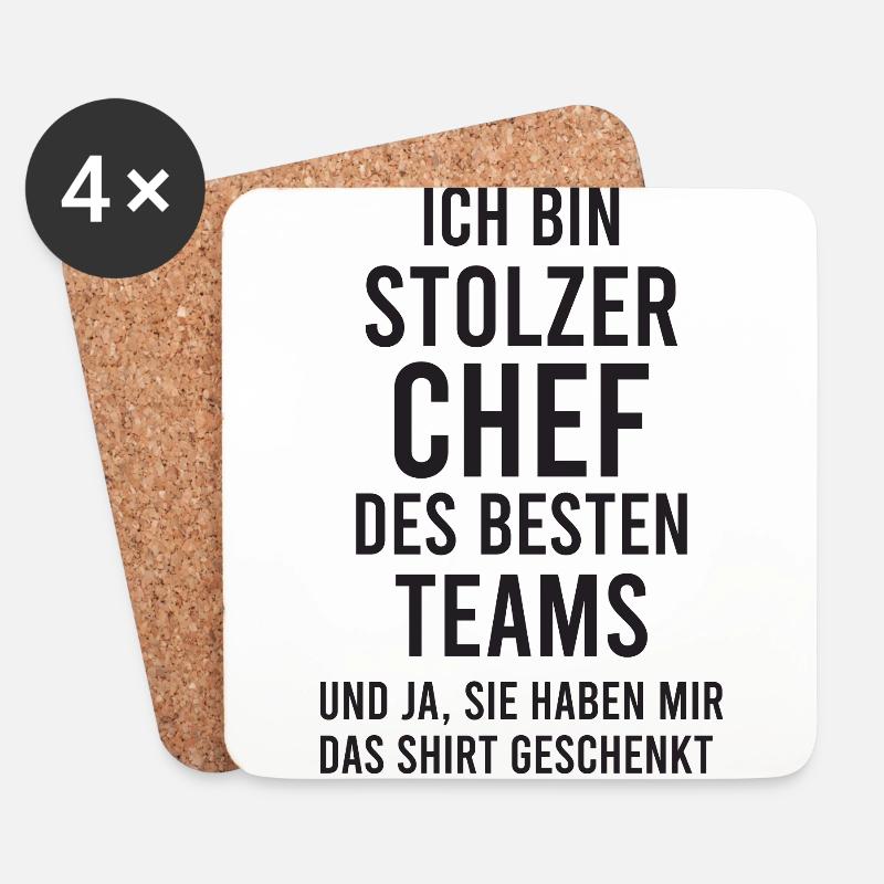 Stolzer Chef Des Besten Teams Shirt Geschenkt Boss - Untersetzer (4er-Set) - Weiß