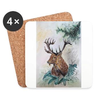 Hirsch Deer - Untersetzer (4er-Set) - Weiß - Vorne