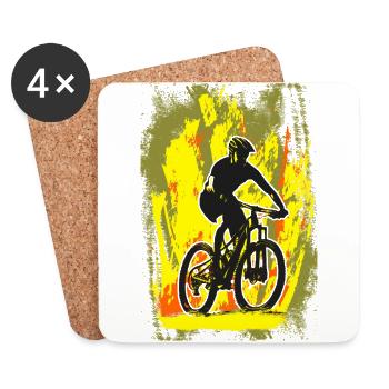 Downhill Mountainbike biken - Untersetzer (4er-Set) - Weiß - Vorne
