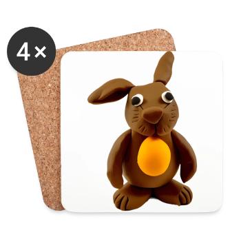 Hase aus Knete - Untersetzer (4er-Set) - Weiß - Vorne