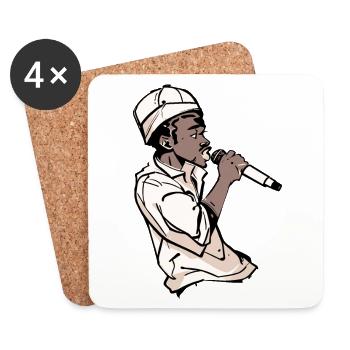Rappeur tenant un micro (noir) - Dessous de verre (lot de 4) - blanc - Devant