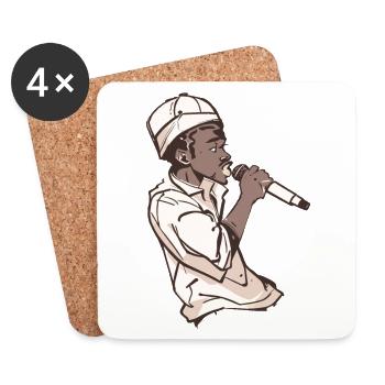 Rappeur tenant un micro - Dessous de verre (lot de 4) - blanc - Devant
