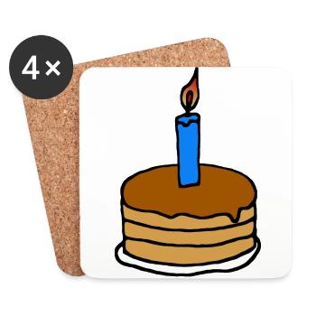 Birthday Cake Comic Design Boy Blue - Coasters (set of 4) - white - Front