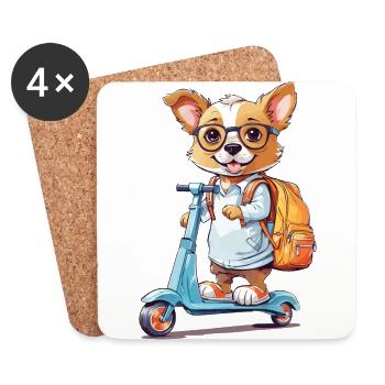 Chien mignon école débutant façon conception - Dessous de verre (lot de 4) - blanc - Devant