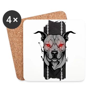 Gardien de l’enfer : le regard cramoisi de PitBull - Dessous de verre (lot de 4) - blanc - Devant