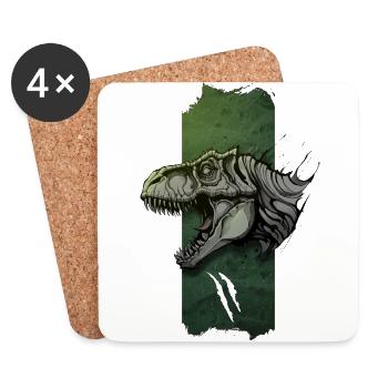 Majestätischer Tyrann: Epischer Tyrannosaurus - Untersetzer (4er-Set) - Weiß - Vorne