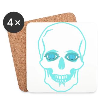 Skull Skull Death Horror Halloween Ghost - Coasters (set of 4) - white - Front