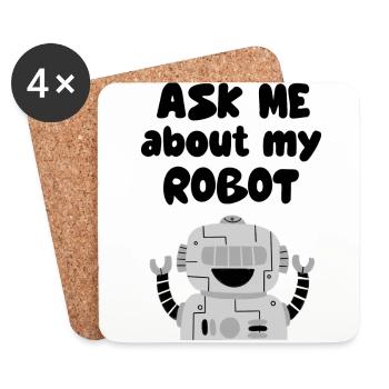 ask me about my robot - Coasters (set of 4) - white - Front