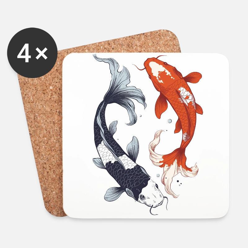 Koi Karpfen - Untersetzer (4er-Set) - Weiß