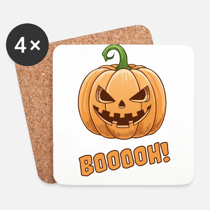 Halloween-Pumpkin - Untersetzer (4er-Set) - Weiß
