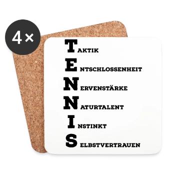 Tennis - wo jeder Buchstabe eine Bedeutung hat - Untersetzer (4er-Set) - Weiß - Vorne