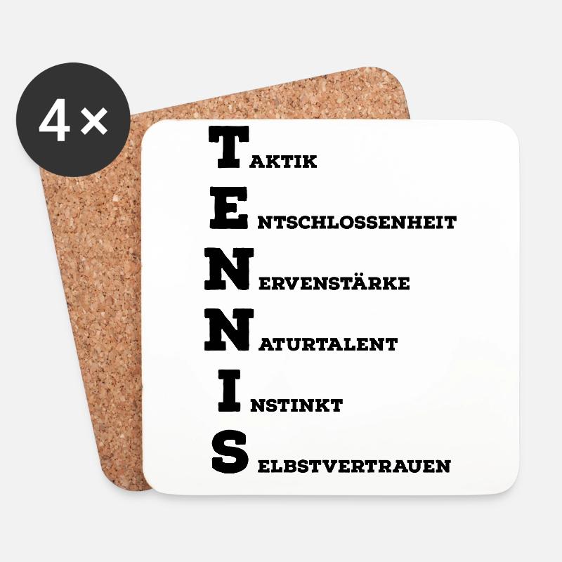 Tennis - wo jeder Buchstabe eine Bedeutung hat - Untersetzer (4er-Set) - Weiß