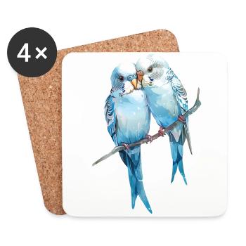 Budgies - Dessous de verre (lot de 4) - blanc - Devant