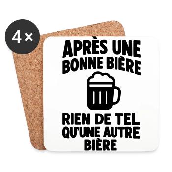 Après Une Bonne Bière Humour - Dessous de verre (lot de 4) - blanc - Devant