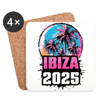 Ibiza 2025 Palmiers - Dessous de verre (lot de 4) - blanc - Devant