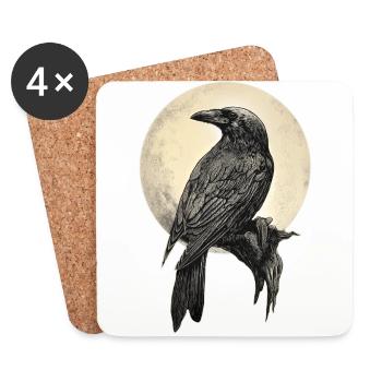 Corbeau - Dessous de verre (lot de 4) - blanc - Devant