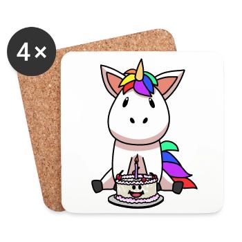 Unicorn Birthday Cake Cake Child - Coasters (set of 4) - white - Front