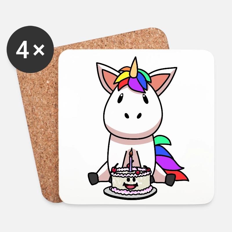 Einhorn Geburtstag Geburtstagstorte Torte Kind - Untersetzer (4er-Set) - Weiß