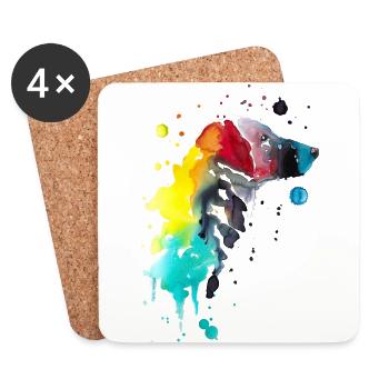 Flat Coated Retriever - Coasters (set of 4) - white - Front