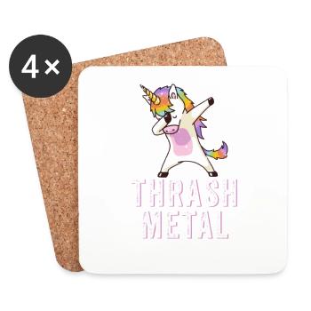 Thrash Metal Dabbing Licorne - Dessous de verre (lot de 4) - blanc - Devant