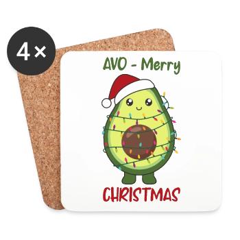Avocado Weihnachten Lichter lustige Avocados - Untersetzer (4er-Set) - Weiß - Vorne