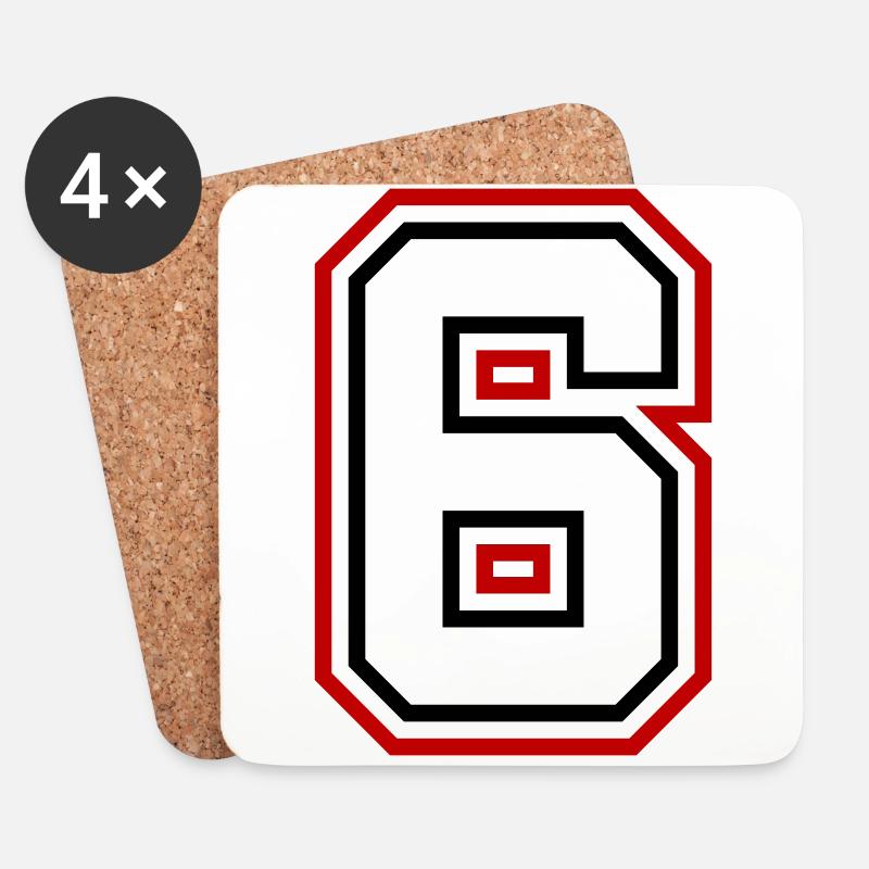 6 Zahl nummer - Untersetzer (4er-Set) - Weiß