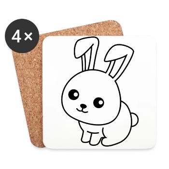 Lapin Comic Animal - Dessous de verre (lot de 4) - blanc - Devant