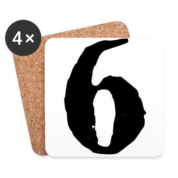 6 Number jersey - Coasters (set of 4) - white - Front