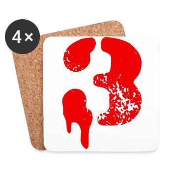 3 Zahl Symbol - Untersetzer (4er-Set) - Weiß - Vorne