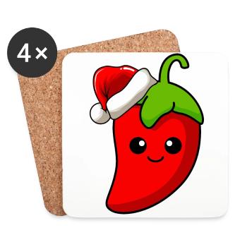 Chilli Weihnachten Comic Xmas - Untersetzer (4er-Set) - Weiß - Vorne