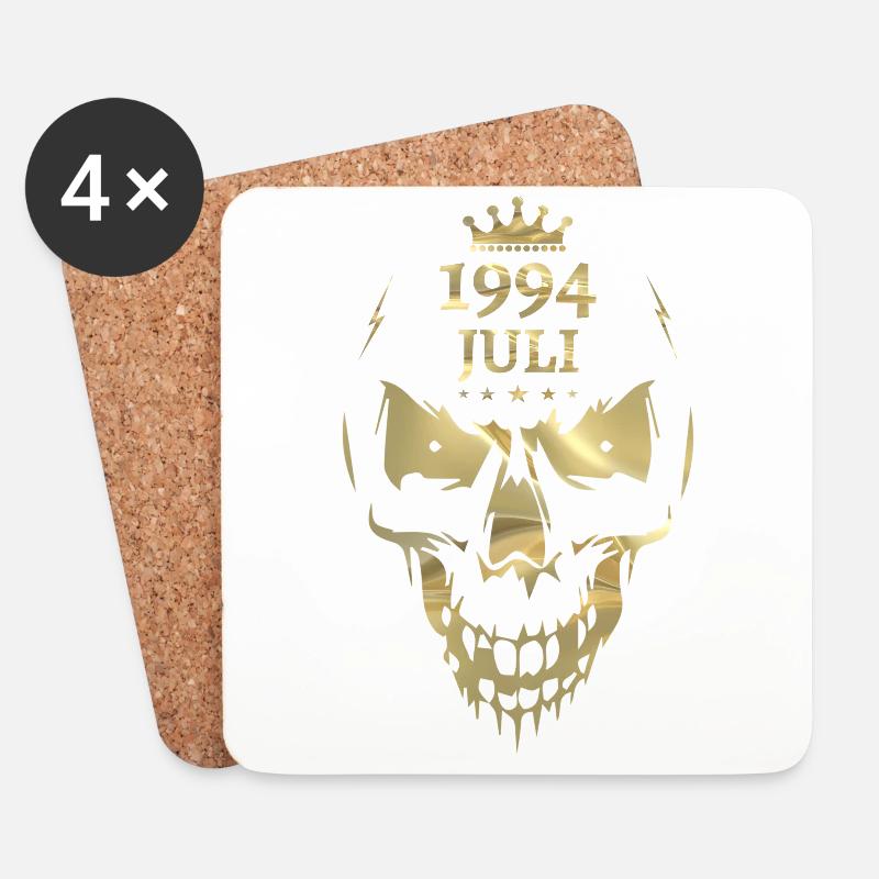 Juli 1994 Totenkopf Gold - Untersetzer (4er-Set) - Weiß