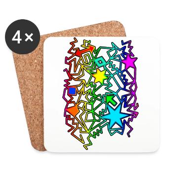 bunte grafische Objekte - Untersetzer (4er-Set) - Weiß - Vorne