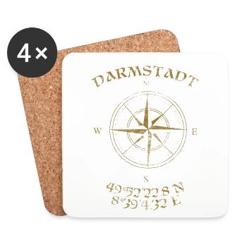 Boussole Coordonnées GPS Darmstadt - Dessous de verre (lot de 4) - blanc - Devant