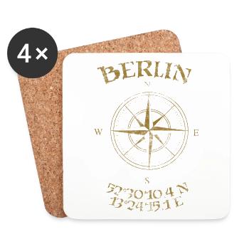 Coordonnées de la boussole Berlin - Dessous de verre (lot de 4) - blanc - Devant