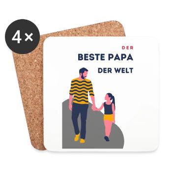 Der beste Papa der Welt - Untersetzer (4er-Set) - Weiß - Vorne