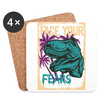 face your fears dinosaur vintage - Coasters (set of 4) - white - Front
