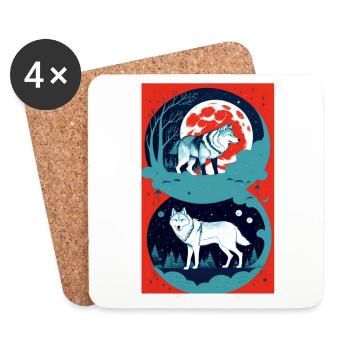 Wolf and mystery - Coasters (set of 4) - white - Front